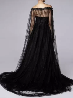 Black Wedding Dresses A-Line Sleeveless Lace With Train Bridal Gown Free Customization