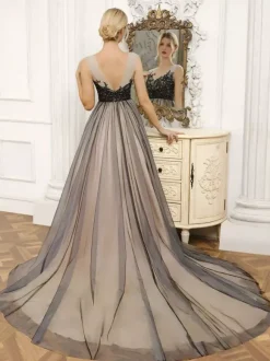Black Wedding Dresses A-Line Sleeveless Lace With Train Bridal Dress Free Customization