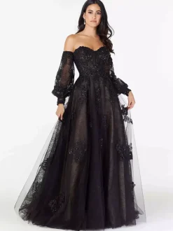 Black Wedding Dresses A-Line Sleeveless Lace Sweep Bridal Gown Free Customization