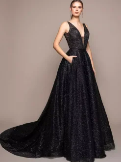 Black Wedding Dresses Lace A-Line Sleeveless Pockets Court Train Bridal Gown Free Customization