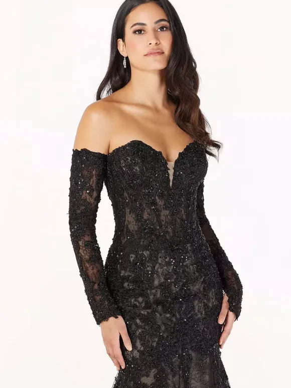 Black Wedding Dresses Lace Mermaid Long Sleeves Floor-Length Bridal Gown Free Customization