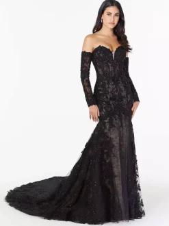 Black Wedding Dresses Lace Mermaid Long Sleeves Floor-Length Bridal Gown Free Customization