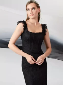 Black Wedding Dresses Mermaid Sleeveless Lace With Train Bridal Gown Free Customization