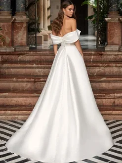 Black Wedding Dresses Satin Fabric A-Line Sleeveless Natural Waist Split Front Sweep Bridal Gown
