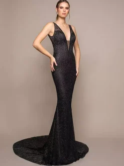 Black Wedding Dresses Sequined Mermaid Sleeveless Sweep Bridal Dress Free Customization