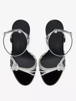 Black Wedge Heel Sandals Snake Pattern Knotted Ankle Strap Wedged Shoes