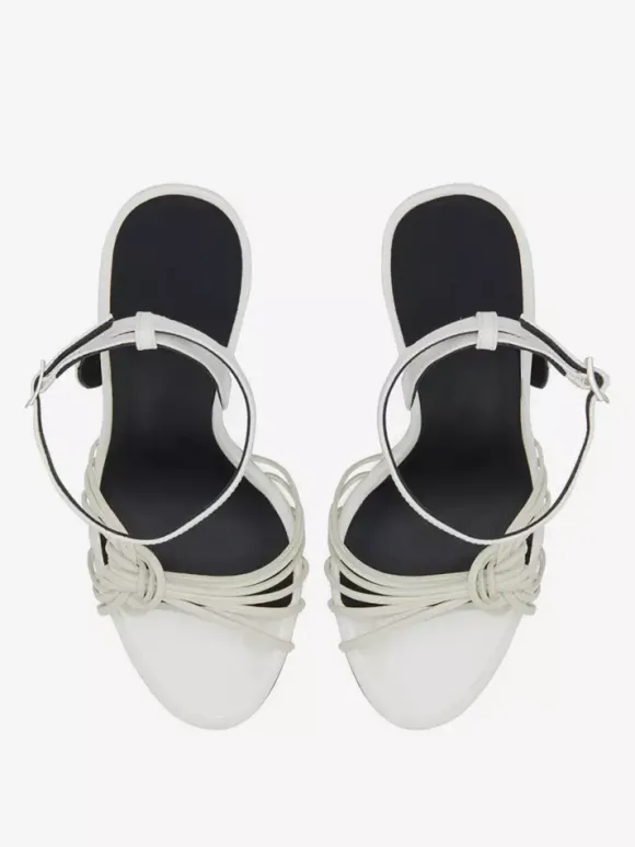 Black Wedge Heel Sandals Snake Pattern Knotted Ankle Strap Wedged Shoes
