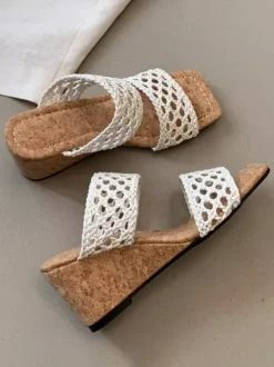 Black Wedge Sandals Women's Open Toe Cut Out Sandal Shoes