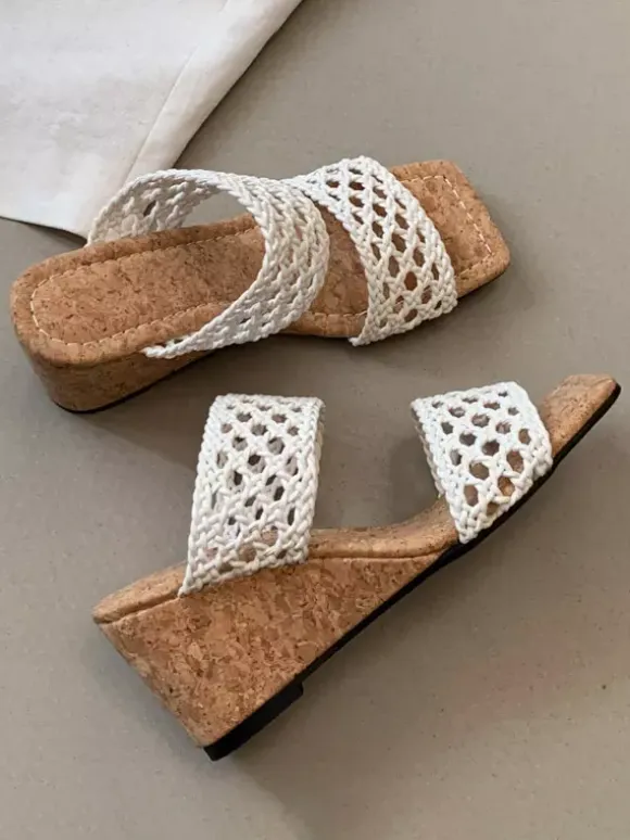 Black Wedge Sandals Women's Open Toe Cut Out Sandal Shoes