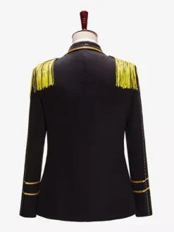 Black+White +Red Vintage Top Elegant Long Sleeves Polyester Polyester Fiber Overcoat Retro Costumes For Man
