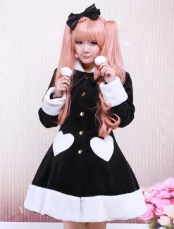 Black Wool Girls Lolita Overcoat