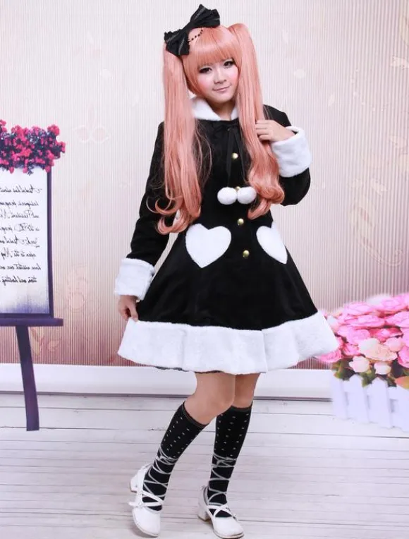 Black Wool Girls Lolita Overcoat