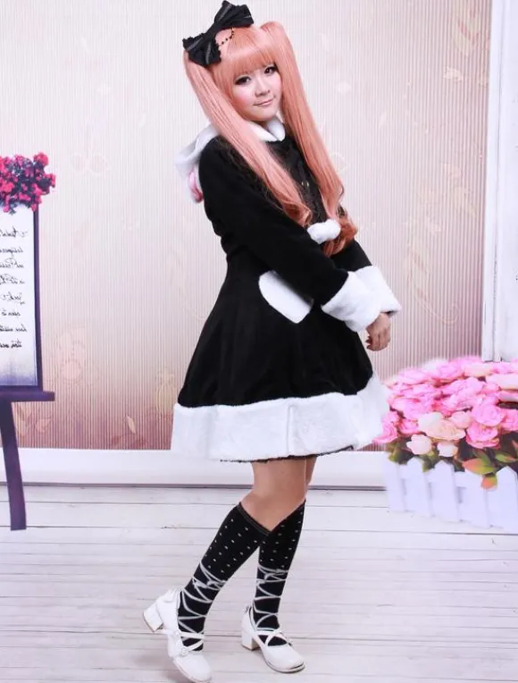 Black Wool Girls Lolita Overcoat
