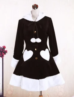Black Wool Girls Lolita Overcoat