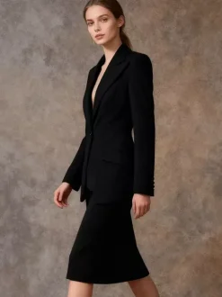Blazer For Women Chic Cut Out Long Sleeves Outerwear