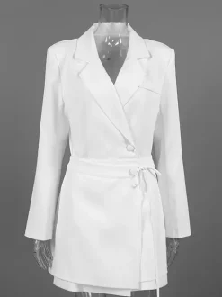 Blazer Dress For Women's Elegant Mini Dress - Wrap Tie Waist Notch Lapel Slim Fit - Spring Office Wear 2026