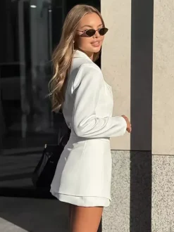 Blazer Dress For Women's Elegant Mini Dress - Wrap Tie Waist Notch Lapel Slim Fit - Spring Office Wear 2026