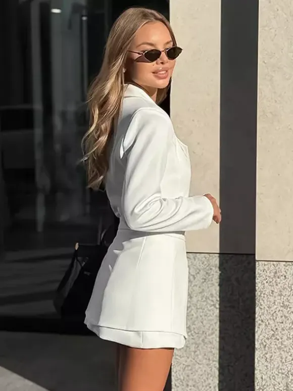 Blazer Dress For Women's Elegant Mini Dress - Wrap Tie Waist Notch Lapel Slim Fit - Spring Office Wear 2026