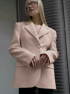 Blazer For Women Chic Turndown Collar Buttons Long Sleeves Suits