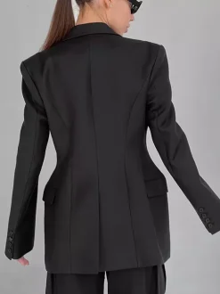 Blazer For Women Chic Turndown Collar Buttons Long Sleeves Suits