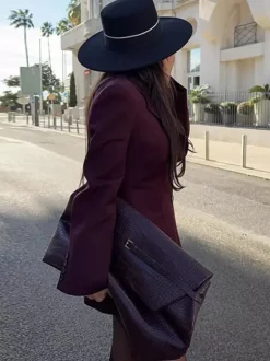 Blazer For Women Chic Turndown Collar Buttons Long Sleeves Suits
