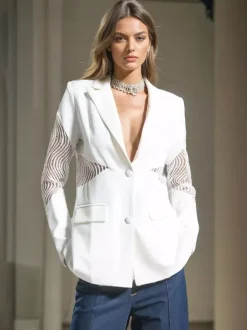 Blazer For Women V-Neck Cut Out Long Sleeves Outerwear