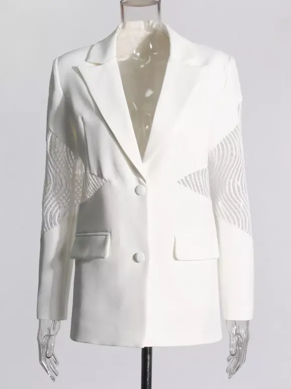 Blazer For Women V-Neck Cut Out Long Sleeves Outerwear