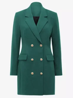 BlazerJacket For Women Turndown Collar Long Sleeves Mini Dresses