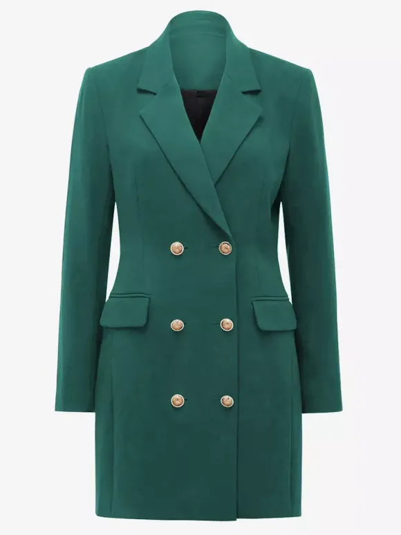 BlazerJacket For Women Turndown Collar Long Sleeves Mini Dresses