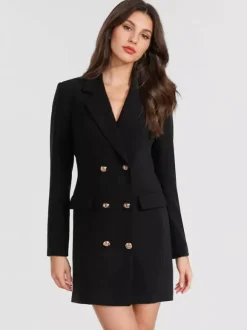 BlazerJacket For Women Turndown Collar Long Sleeves Mini Dresses