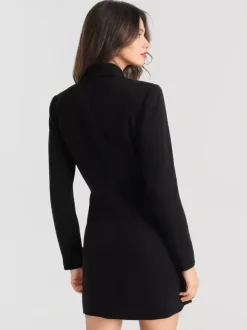 BlazerJacket For Women Turndown Collar Long Sleeves Mini Dresses