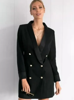 Blazer Jacket Double Breasted V-Neck Blazer Dress For Women