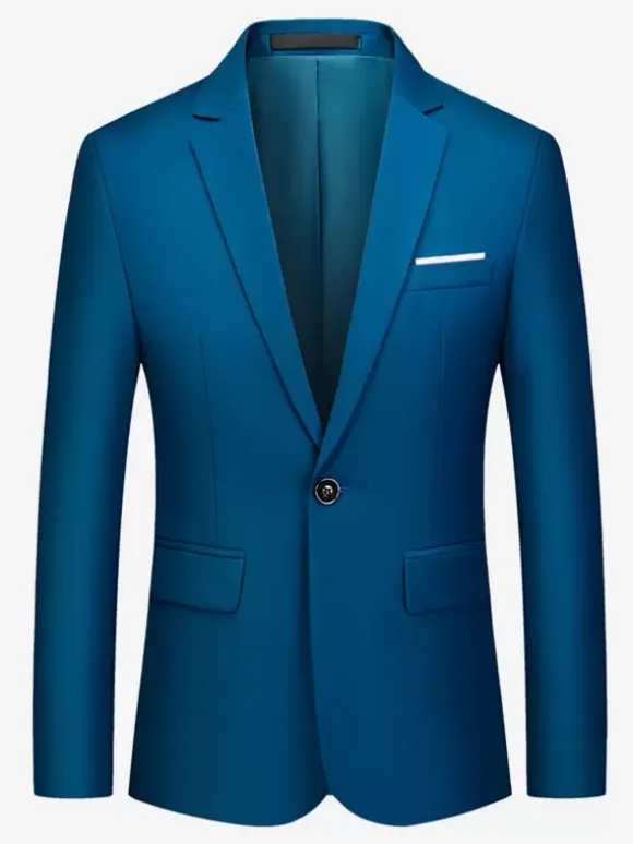 Blazers & Jackets Men's Casual Suits Formal Cyan Blue Dark Green Quality Men's Casual Suits