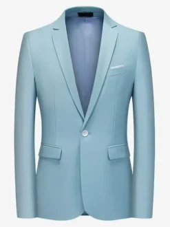 Blazers & Jackets Men's Casual Suits Formal Cyan Blue Dark Green Quality Men's Casual Suits