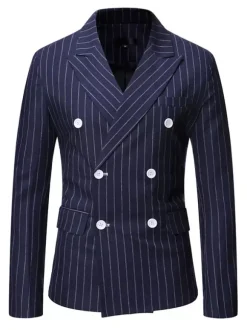 Blazers & Jackets Men's Casual Suits Stripes Business Casual Grey Black Cool Casual Suits For Man