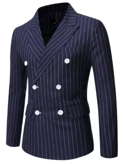 Blazers & Jackets Men's Casual Suits Stripes Business Casual Grey Black Cool Casual Suits For Man