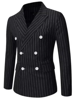 Blazers & Jackets Men's Casual Suits Stripes Business Casual Grey Black Cool Casual Suits For Man