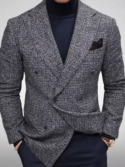 Blazers & Jackets Men's Casual Suits Plaid Business Casual Coffee Brown Grey Quality Men's Casual Suits