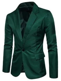 Blazers & Jackets Men's Casual Suits Business Casual Green khaki Attractive Men's Casual Suits