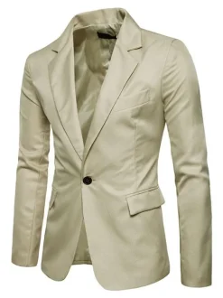 Blazers & Jackets Men's Casual Suits Business Casual Green khaki Attractive Men's Casual Suits