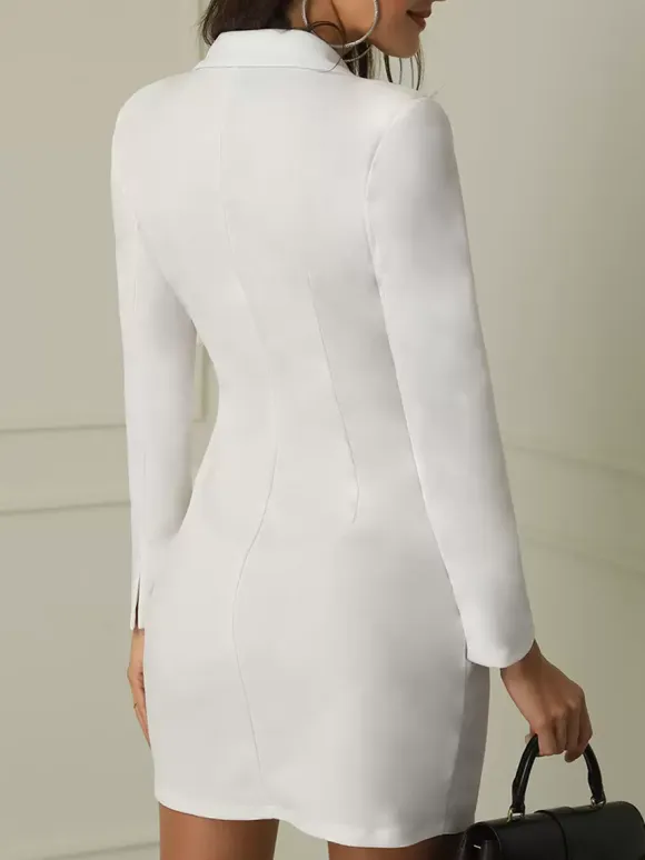Blazer Wrap Dresses Women Office Double Breasted Long Sleeve Tuxedo Wrap Dresseses