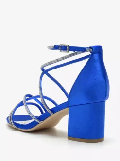 Blcok Heel Wedding Shoes Open Toe Rhinestones Strappy Bridal Shoes