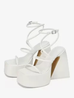 Block Heel Sandals Platform Square Toe Strappy Homecoming Shoes