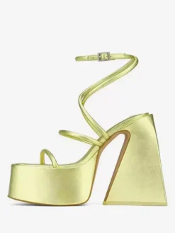 Block Heel Sandals Platform Square Toe Strappy Homecoming Shoes