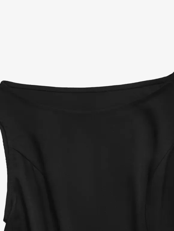 Blouse For Women Black Off-The-Shoulder Backless Elegant Sleeveless Tops