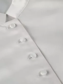 Blouse For Women Gold Buttons Stand Collar Chic Long Sleeves Tops