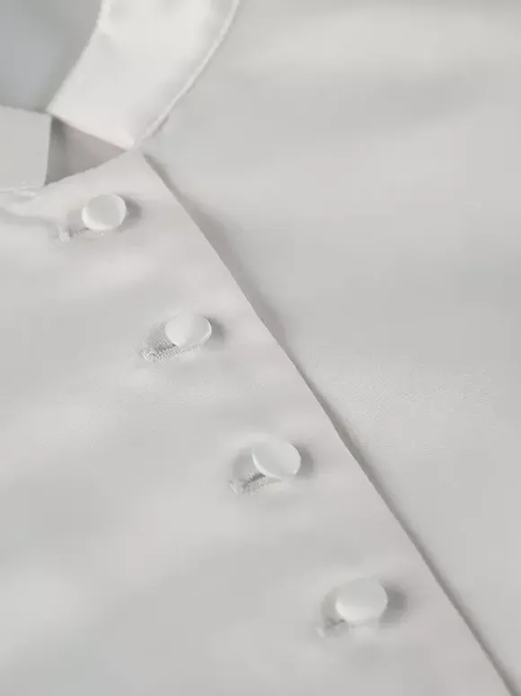 Blouse For Women Gold Buttons Stand Collar Chic Long Sleeves Tops