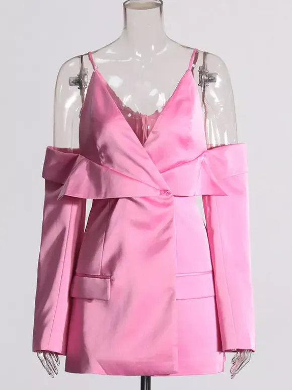 Blouse For Women Pink V-Neck Chic Cut Out Long Sleeves Tops