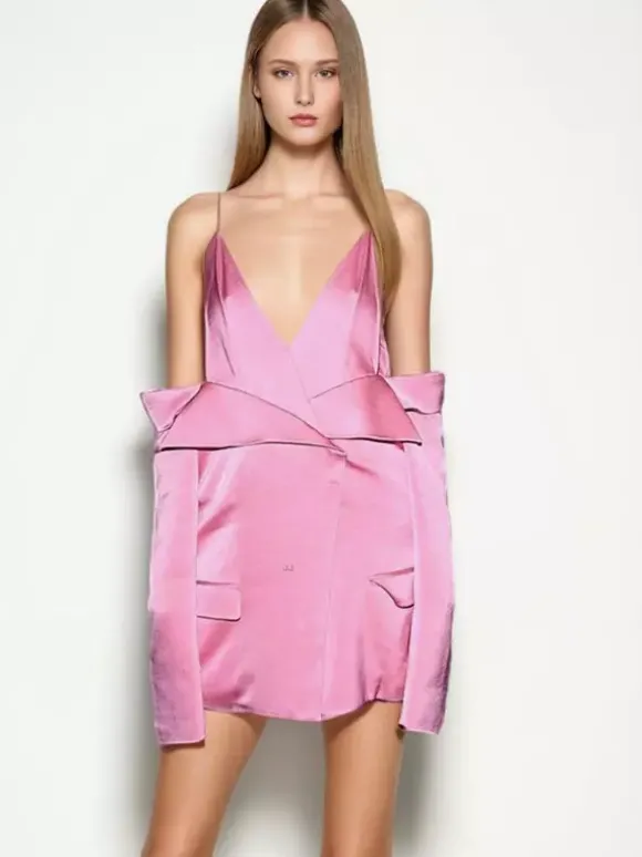 Blouse For Women Pink V-Neck Chic Cut Out Long Sleeves Tops