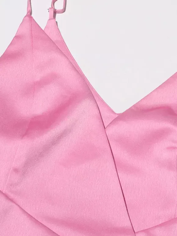 Blouse For Women Pink V-Neck Chic Cut Out Long Sleeves Tops